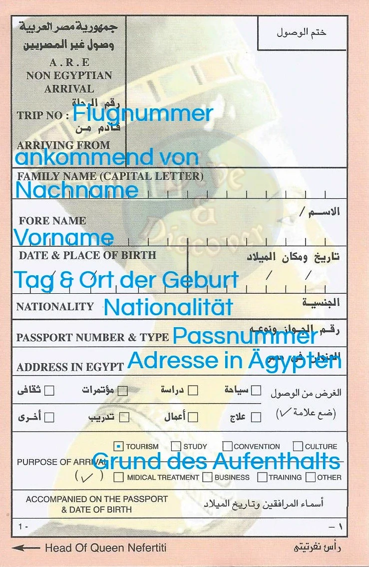 Einreisekarte Aegypten Ausfuellhilfe Deutsch